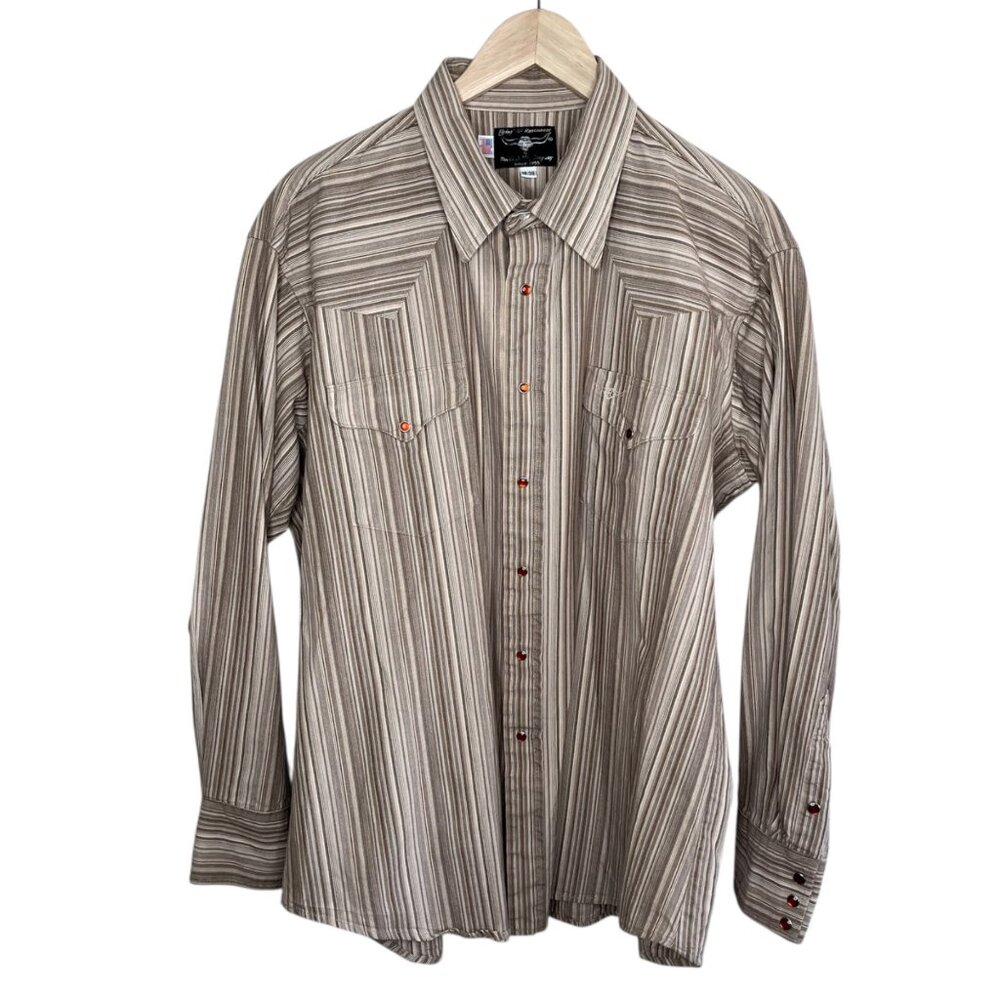 Flying R Ranchwear Mens Western Button Snap Long Sleeve Cotton Shirt 18-36